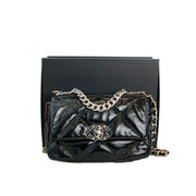 Chanel 19 Bag Small Black Silver Shiny Calfskin